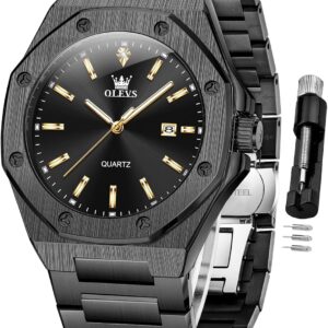 OLEVS Watch for Men Business Diamond Easy Read Men’s Wristwatches Analog Luxury Date Stainless Steel Waterproof Luminous Dress Mens Watches