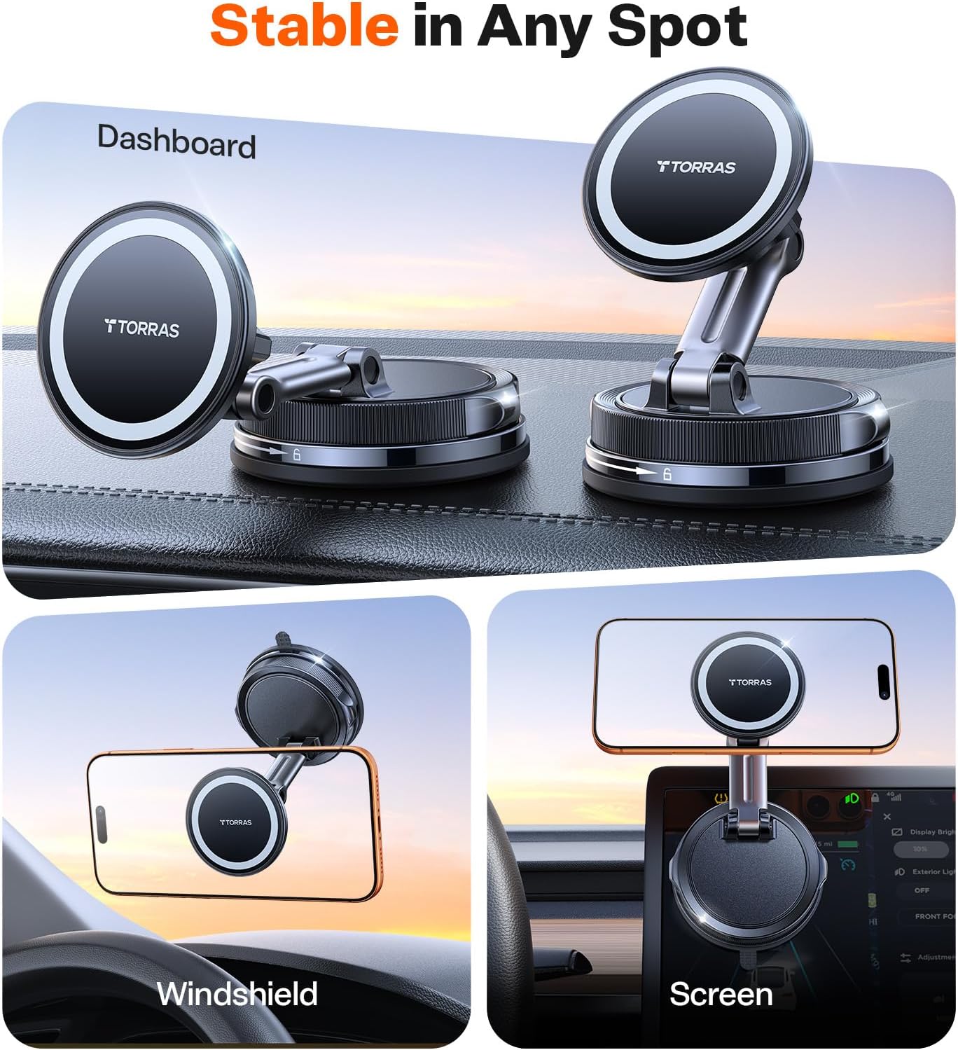 TORRAS 2026 Vacuum for Magsafe Car Mount【98+LBS Strongest Suction & Ultra Magnet】 Magnetic Phone Holders for Your Car, 360° Adjustable Car Phone Holder Mount for iPhone 17 Pro Max 16 15 14 13 12 - Image 2