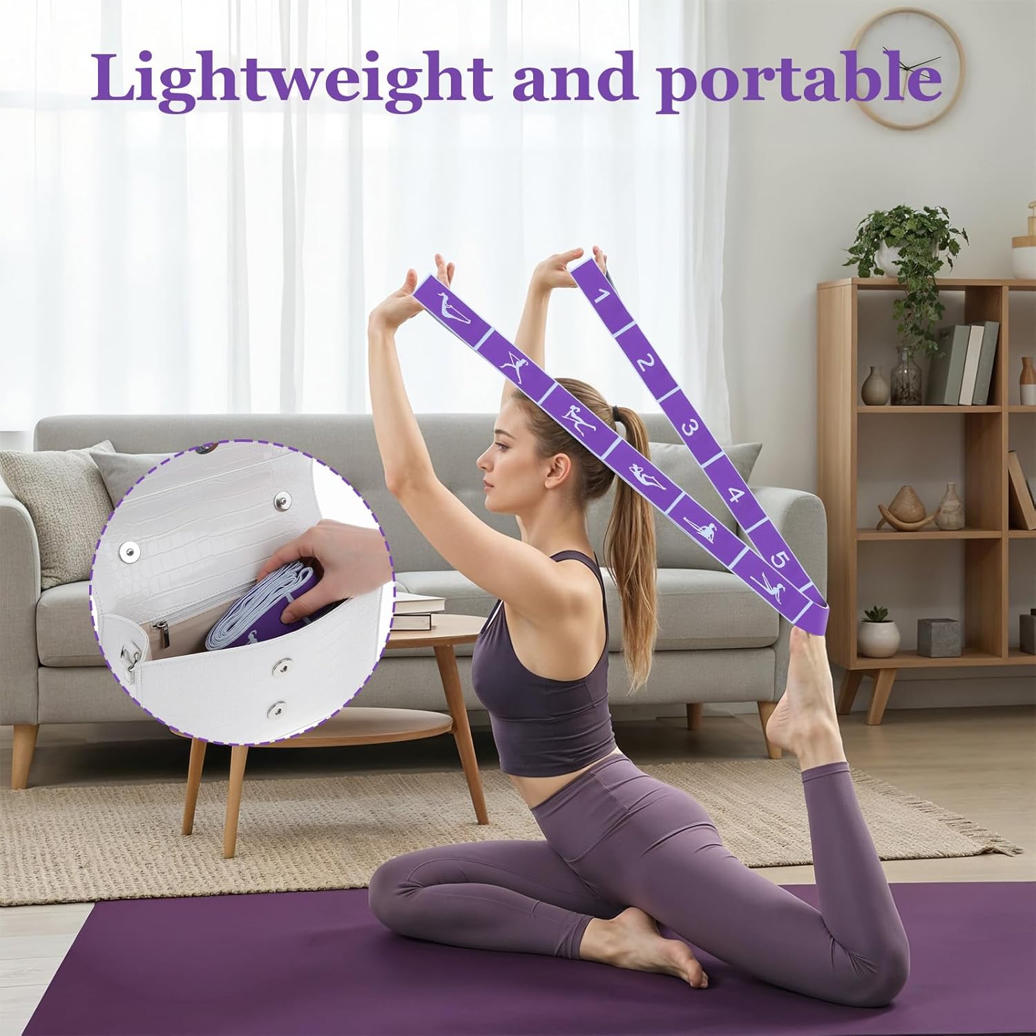 2pcs Yoga Straps for Stretching 12 Gears Elastic Bands for Exercise Stretch Band with Loops for Pilates, Yoga, Ballet, Gymnastics for Women Men, Improves Body Flexibility - Image 7