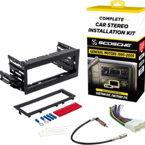 Scosche GM9505CS Complete Single DIN Stereo Installation Kit for Select Non-Amplified 1995-05 GM Full Size Trucks and SUV’s – No Steering Wheel Remote – See Fit Guide in Images to Verify Your Vehicle