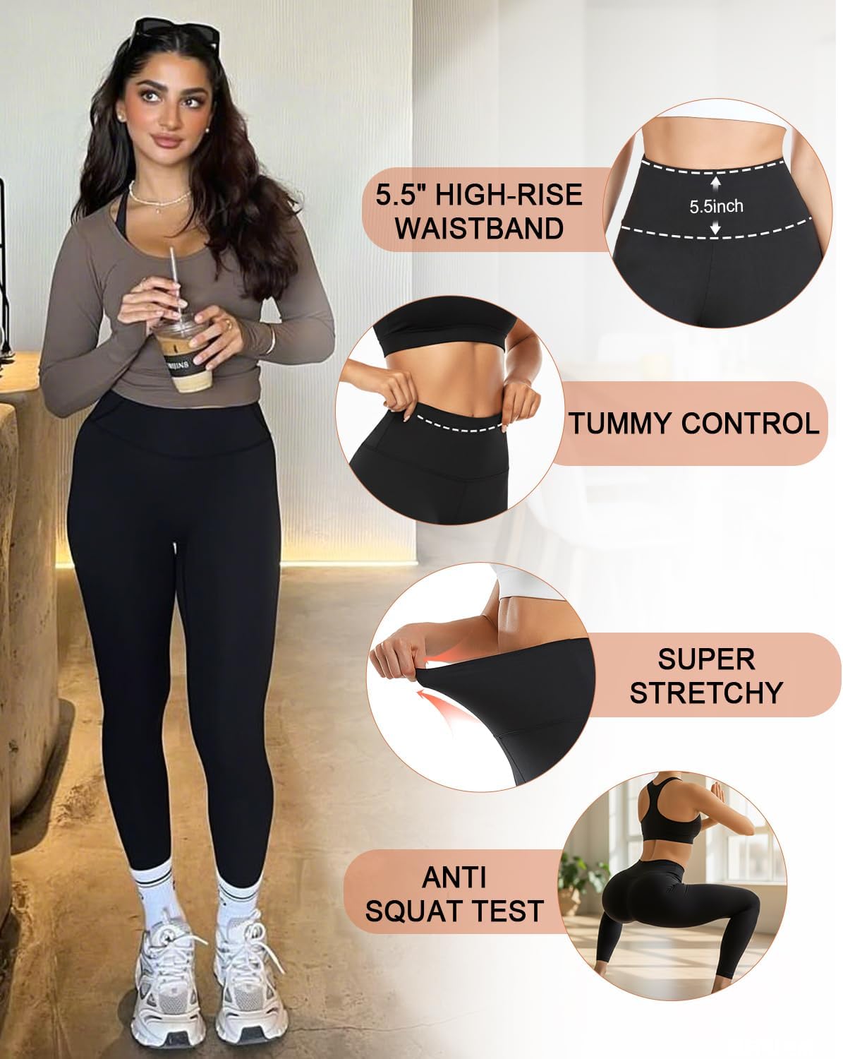 CTHH High Waisted Leggings for Women – Tummy Control Soft Workout Yoga Pants, Womens Black Leggings for Gym Running - Image 5