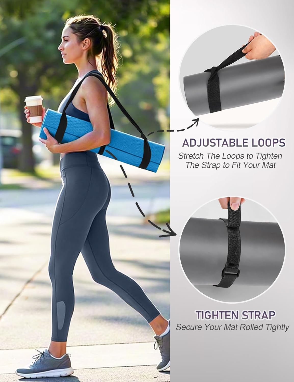 MRZZATA Yoga Mat Carrier Strap - Adjustable Thick and Wide Strap for Carrying Mat or Stretching, Black - Image 4