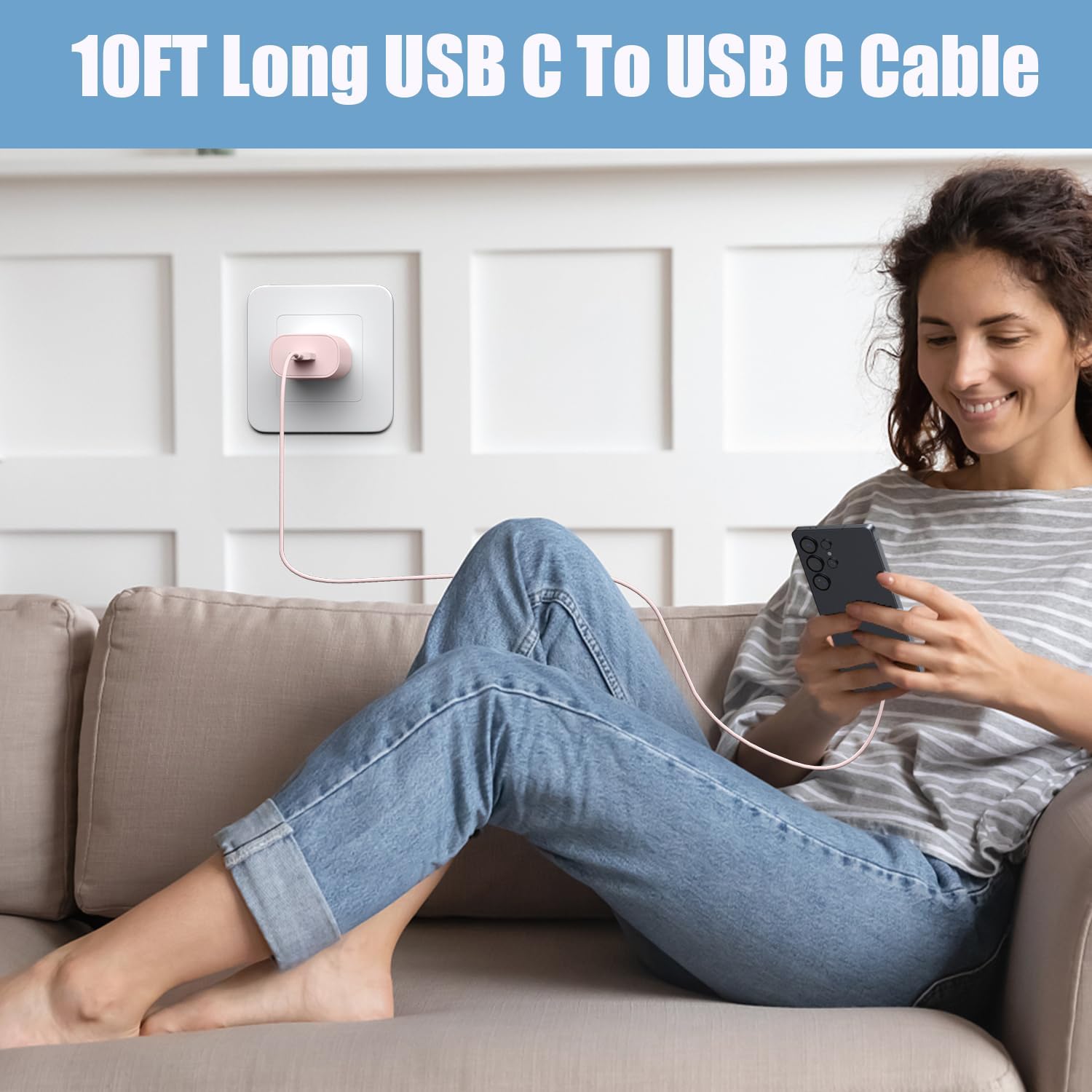 USB C Charger,25W Charger Fast Charging Block Phone Charger Android & Fast Charger Type C 10Ft Cable Cord for Samsung Galaxy S26/S25/S24/S24+/S24 Ultra/S23/S23+/S23Ultra/S22/S22+/S22Ultra/S21/S20,Pink - Image 6