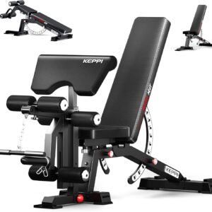 KeppiFitness Adjustable Weight Bench, Bench3000 MAX Heavy Duty Workout Bench Press with Leg Extension and Preacher Pad for Home Gym Fitness, Flat Incline Decline Sit Up Bench