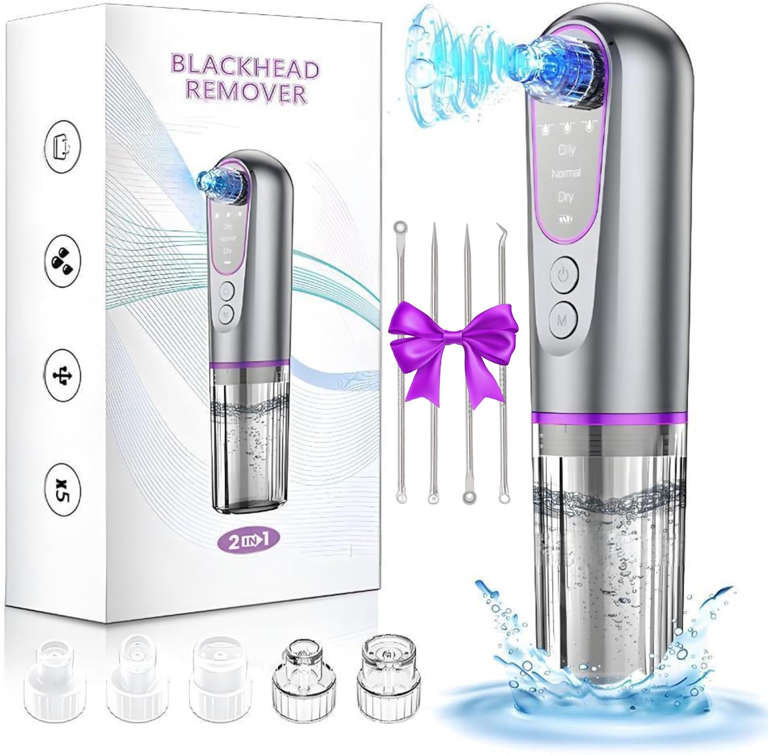 Blackhead Remover Suction Pore Vacuum Hydro Facials Hydrating Pore Cleaner Machine Pimple Extractor with USB Charging Cable Beauty Device - Image 9
