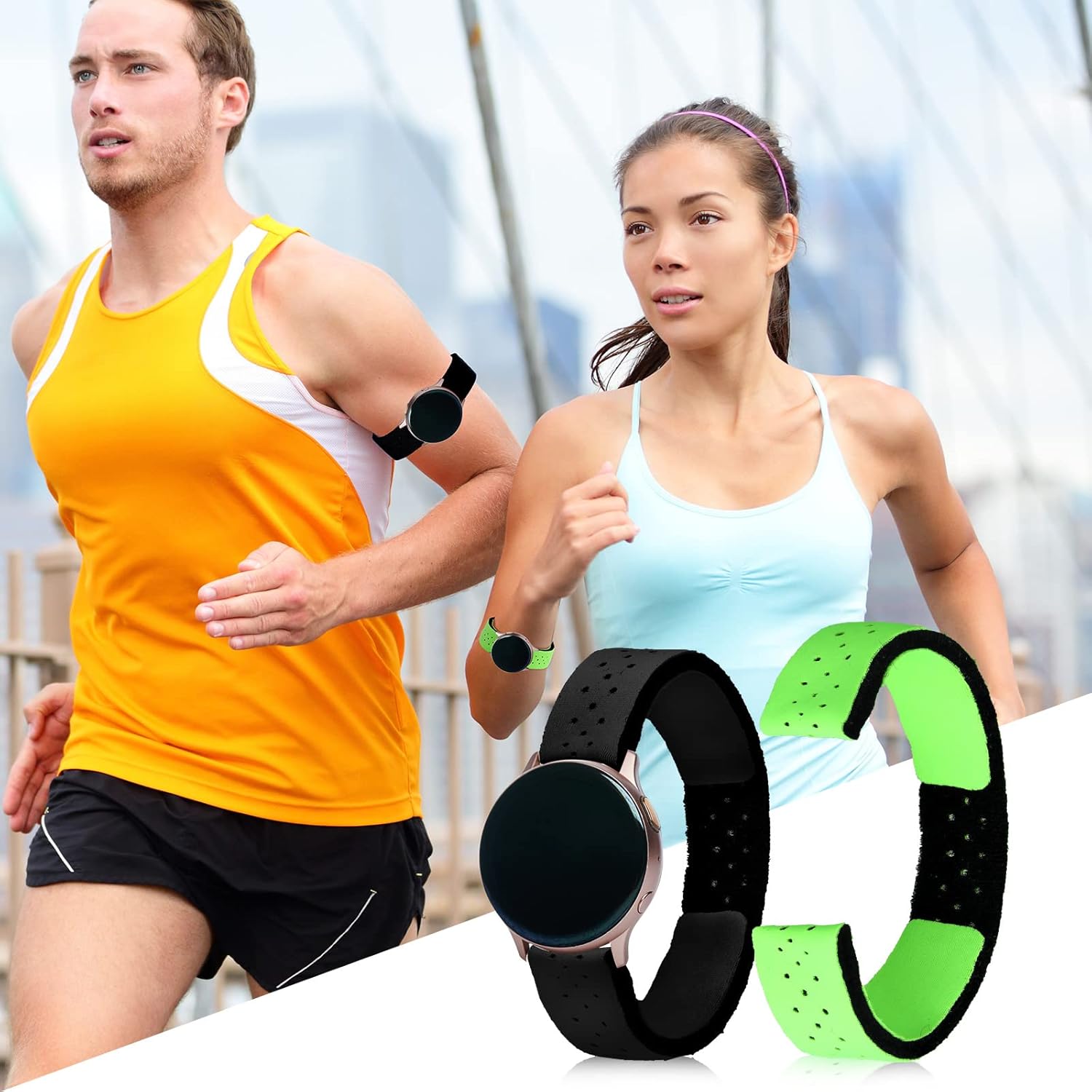 Oudain 4 Pcs Heart Rate Monitor Replacement Strap Band, Soft Heart Rate Monitor Armband Strap, Theory Fitness Adjustable(0.8 x 15.8 Inch,Black, Orange, Green, Blue) - Image 4