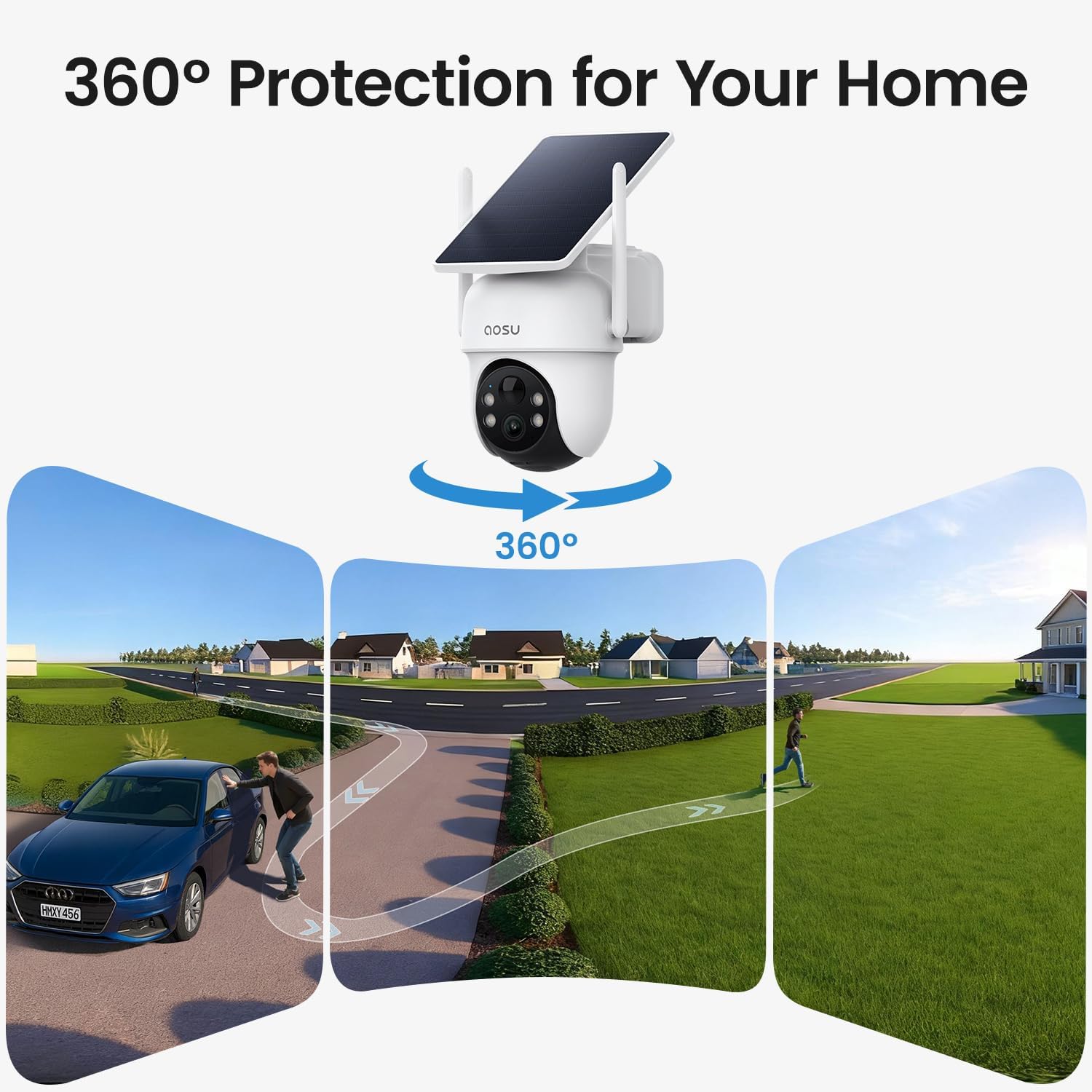 aosu Security Cameras Wireless Outdoor, 6-Cam Kit, No Subscription Required, aosuBase Expandable to 1TB (32GB Built-in), 360° Pan & Tilt, Human Auto Tracking, 5MP Color Night Vision, Easy Setup - Image 4