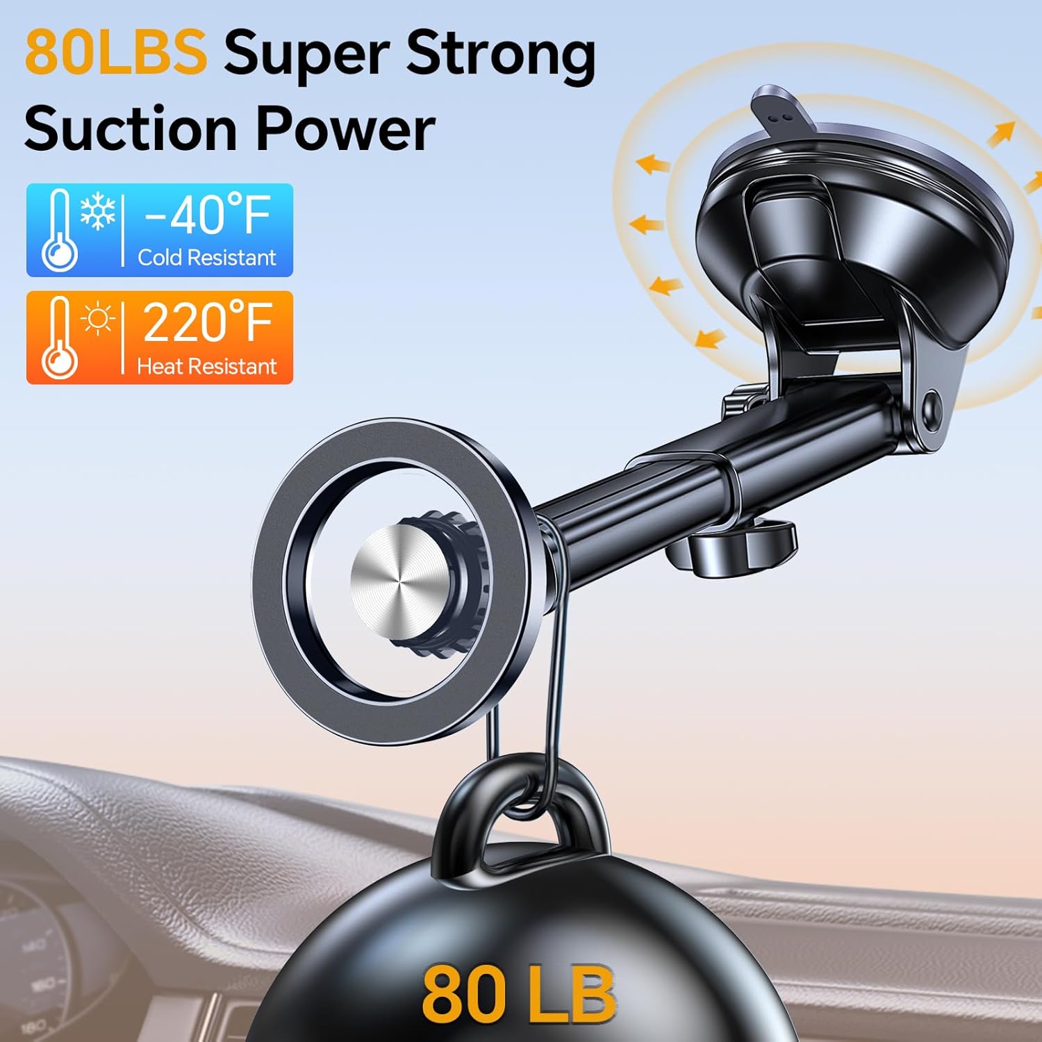 Coolpow for MagSafe Car Mount【Windshield+Vent+Dash】 Magnetic Phone Holder for Car Phone Holder Mount Cell Phone Holders for Your Car Accessories for Women Men Camera Tripods Mount for iPhone 17 16 15 - Image 4