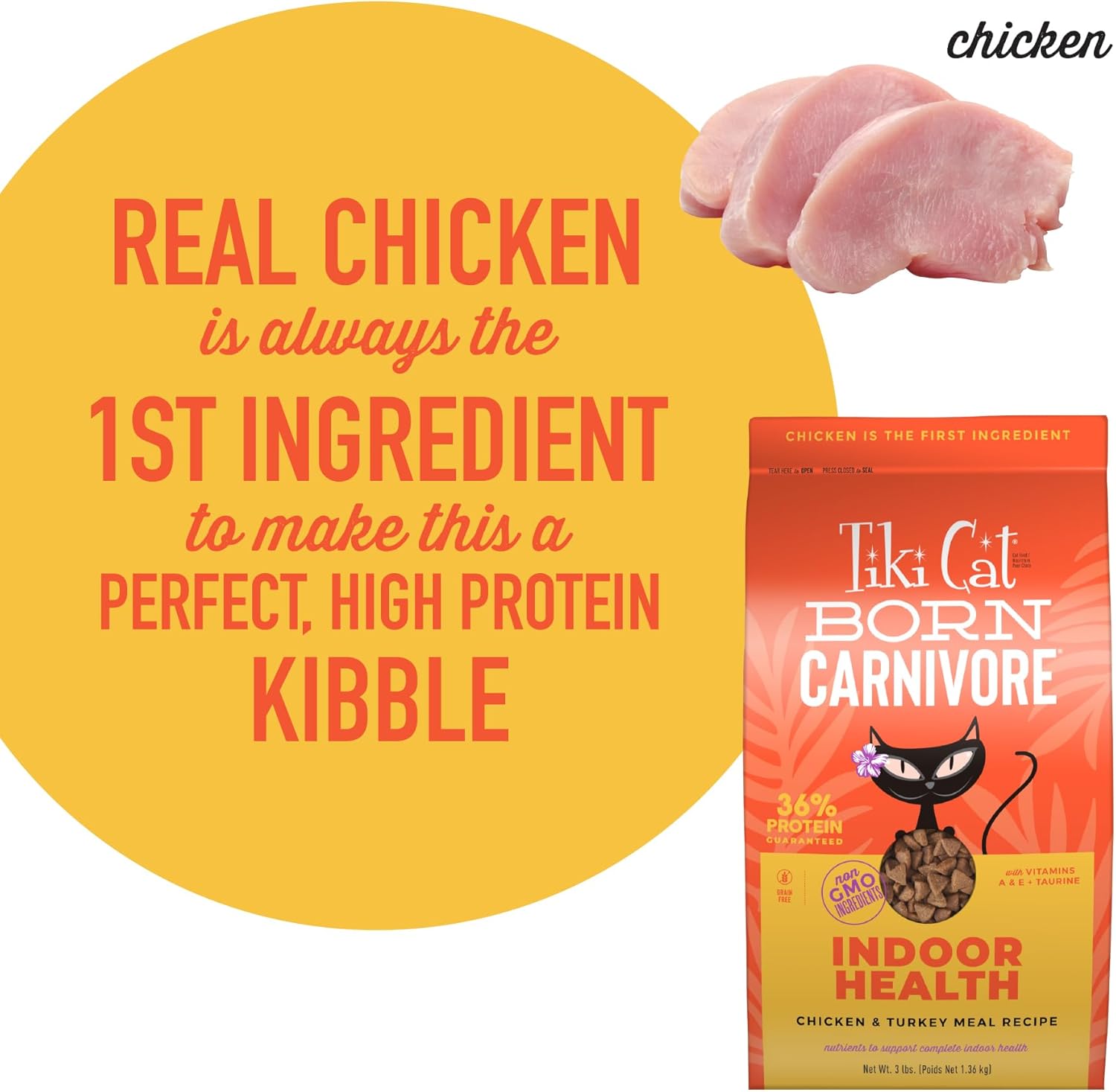 Tiki Cat Born Carnivore Indoor Health Non-GMO, Chicken and Turkey Meal Recipe 3 lbs. - Image 7