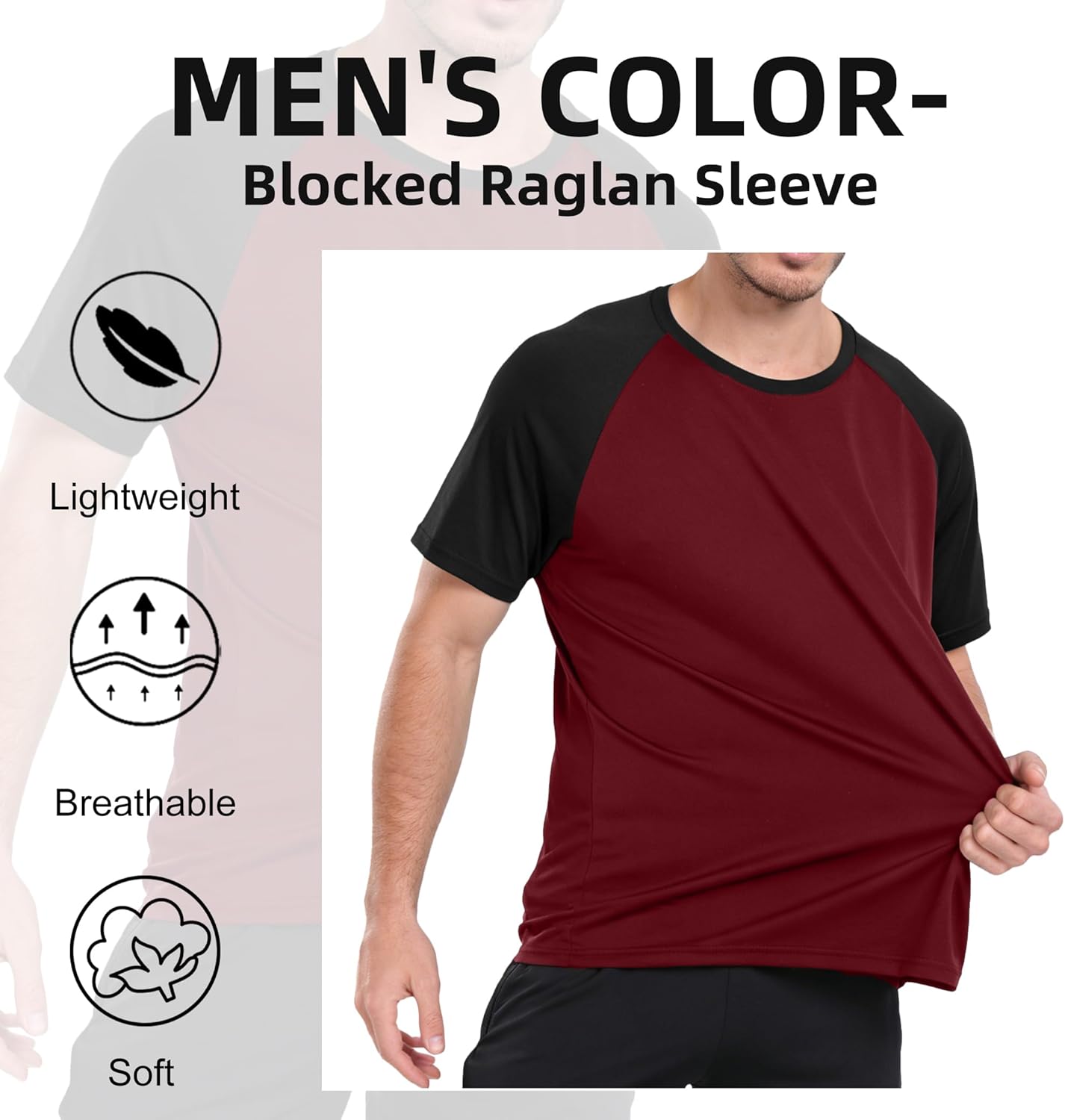 HovSiyla 5 Pack Mens Quick Drying Shirts Crew Neck Loose Breathable Cool Workout Running Athletic Outdoor Sports Casual Tops - Image 5