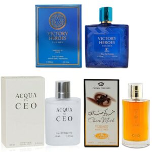 A CENTER 3Pack Men Colognes Choco Musk&Aqua CEO&Victory Heroes Eau De Parfume Spray with Woody Floral & Fruity Scent Perfume Gift Set Day to Night Luxury Fragrances