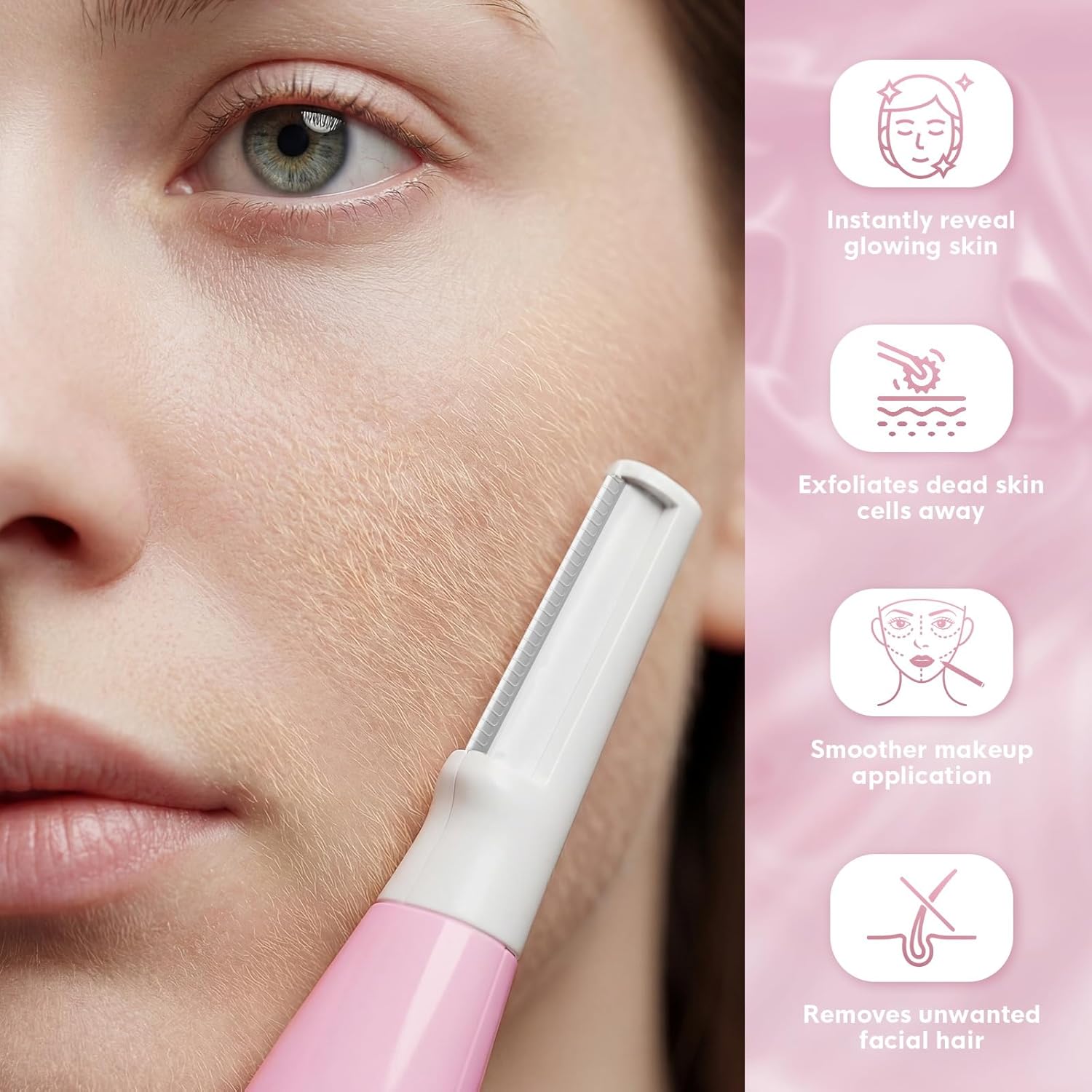 Sonic Dermaplane Razor for Women Face,Women’S Facial Exfoliation & Peach Fuzz Hair Removal System,Anti-Aging–3 Speeds–8 Dermaplaning Blades–Rechargeable,Sonic Dermaplaning Tool - Image 7