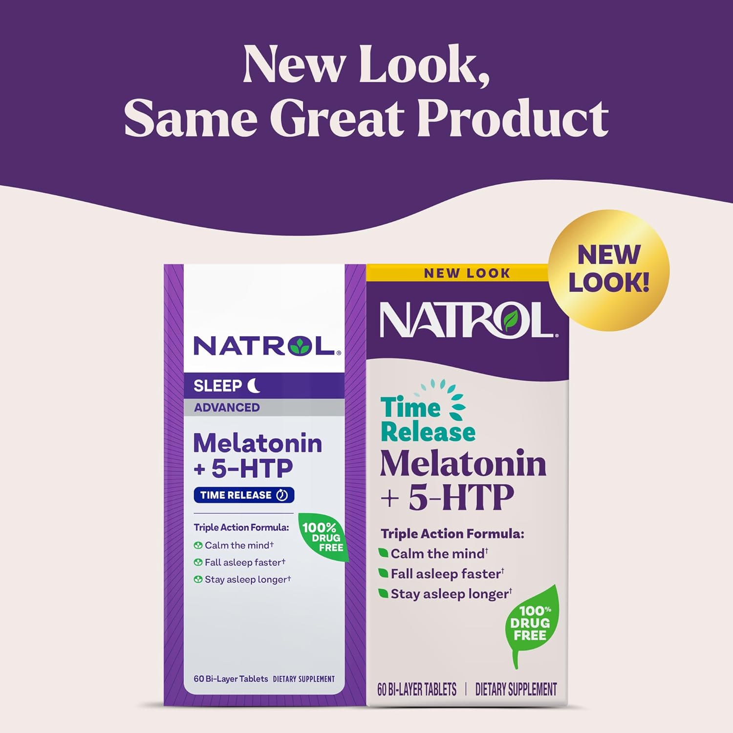 Natrol Melatonin + 5-HTP Time Release Sleep Aid, Triple Action Formula, Calm the Mind, Fall Asleep Faster and Stay Asleep Longer, 60 Bi-Layer Tablets, Up to a 60 Day Supply - Image 2