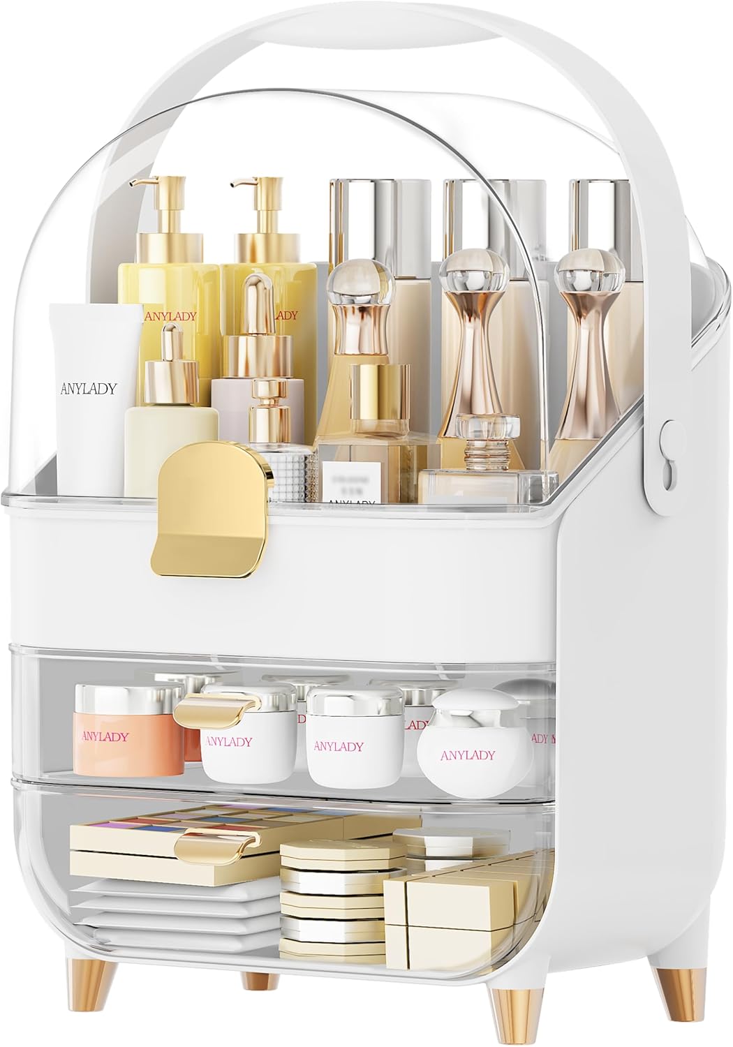 Makeup Organizer Countertop, Skincare Holder Bathroom Counter Organizer, Storage Box Cosmetic Display Cases, Teen Girl Gifts Make up Organizers for Vanity, Dresser (Rose Gold) - Image 8