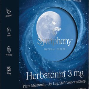 Herbatonin® 3mg – The First Phyto-Melatonin (Natural Plant Melatonin) for Sleep Cycle, Body Clock and Circadian Rhythm Support for Jet Lag, Shift Work and Sleeplessness 60 Vegan Capsules