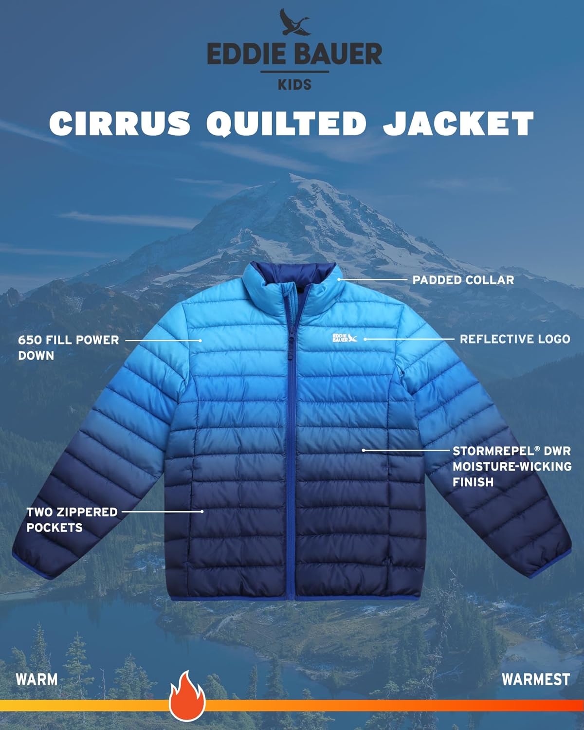 Eddie Bauer Kids' Jacket - CirrusLite Weather Resistant Down Coat for Boys and Girls- Insulated Quilted Bubble Puffer (5-20) - Image 4