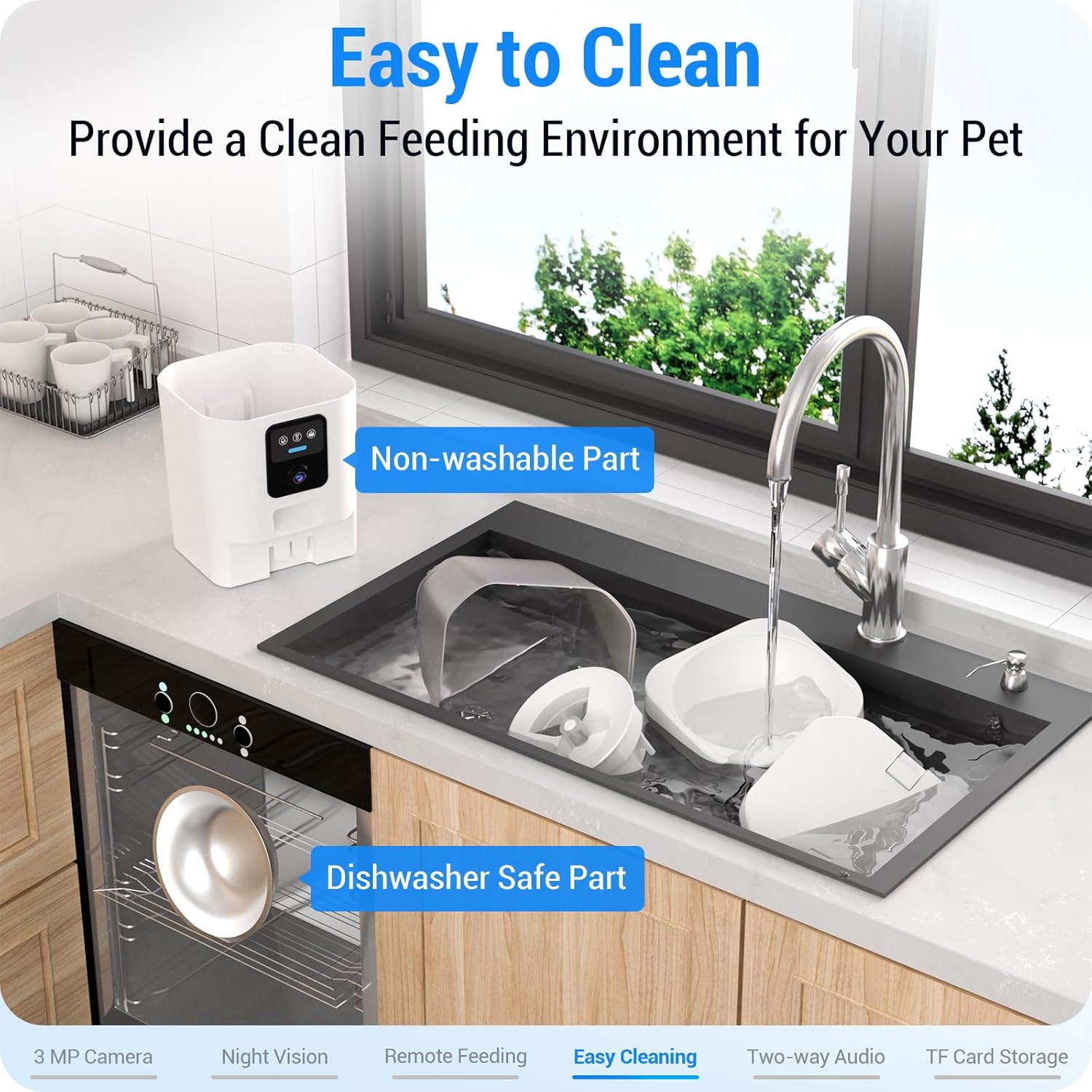 Frienhund Automatic Cat Feeder with 2K Camera: 5G WiFi Automatic Dog Feeder with Night Vision,Cat Food Dispenser with 7L Large Food Storage Container for Multiple Pet,Detachable for Easy Clean -29 Cup - Image 5