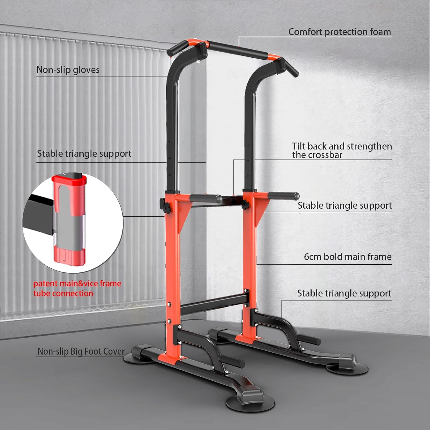 Z ZHICHI Pull Up Dip Station For Home Gym Strength Training Fitness Workout Station Chin-Ups Push-Ups Pull-Ups Dip-Ups 330LBS T055CDC - Image 2