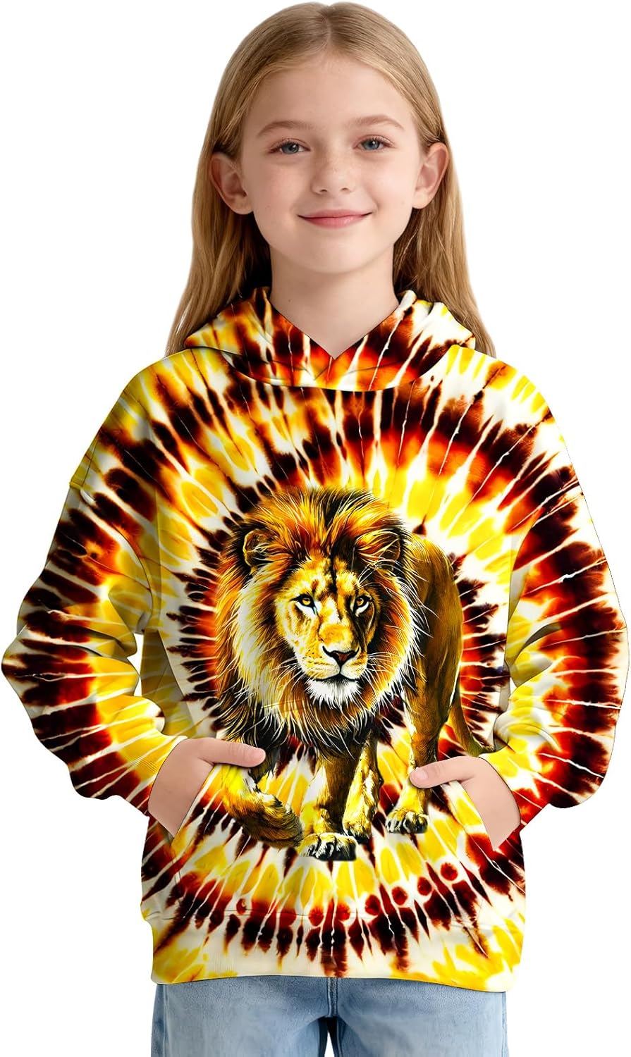 Kids Tie Dye Hoodie Sweatshirt Hooded Kangaroo Pocket Pullover Hoodies for Boys Girls - Image 4