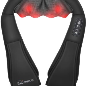 Snailax Shiatsu Neck and Shoulder Massager – Back Massager with Heat, Deep Kneading Electric Massage Pillow for Neck, Back, Shoulder,Foot,Body