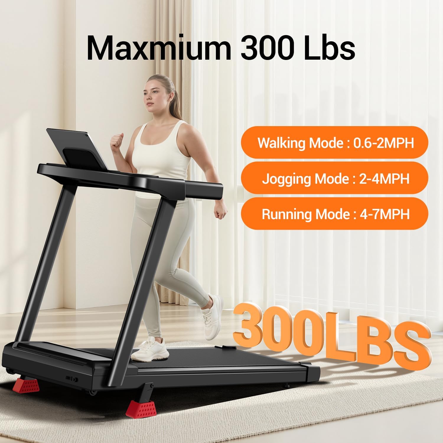 16% Treadmills for Home, 3-in-1 Foldable Treadmill with Incline, Portable Treadmill with Handle, 3.0HP Quiet Walking Pad Treadmill, 12 Automatic Modes, Three Screen - Image 4