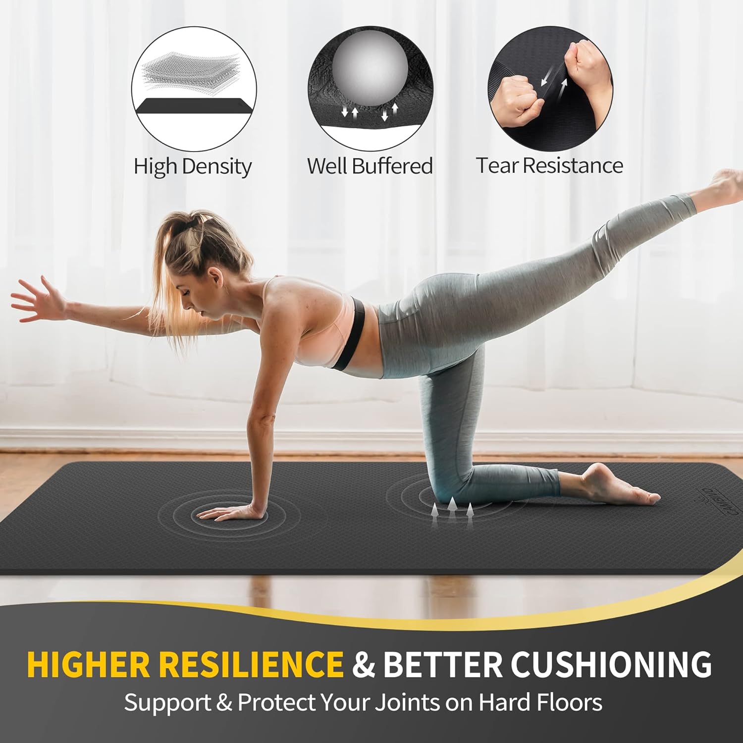 CAMBIVO Extra Wide Yoga Mat for Women and Men (72"/84"x 32"x 1/4") TPE Workout Mat, Non-slip Large Exercise Fitness Mat for Yoga, Pilates, Workout - Image 3