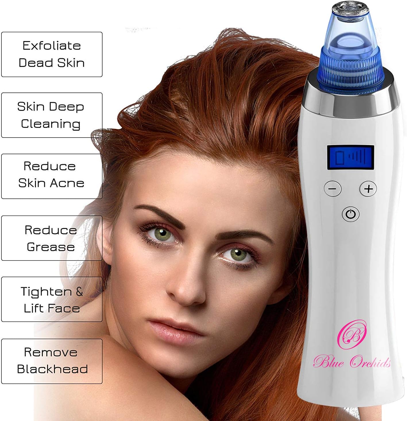Blackhead Remover Pore Vacuum for face, BlueOrchids dermasuction for Whitehead Removal, Acne Pimple Sucker, face Vacuum Pore Cleanser, Comedone Extractor, 5 Adjustable Suction Power with 4 Probes - Image 4
