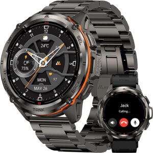 AMAZTIM GPS Smart Watch for Men, 6 Satellite Positioning, Compass, Stainless Steel Body, 50M Waterproof, 470mAh Extra-Large Battery, Answer/Make Call, 1.43″ AMOLED Screen, Compatible for Android iOS