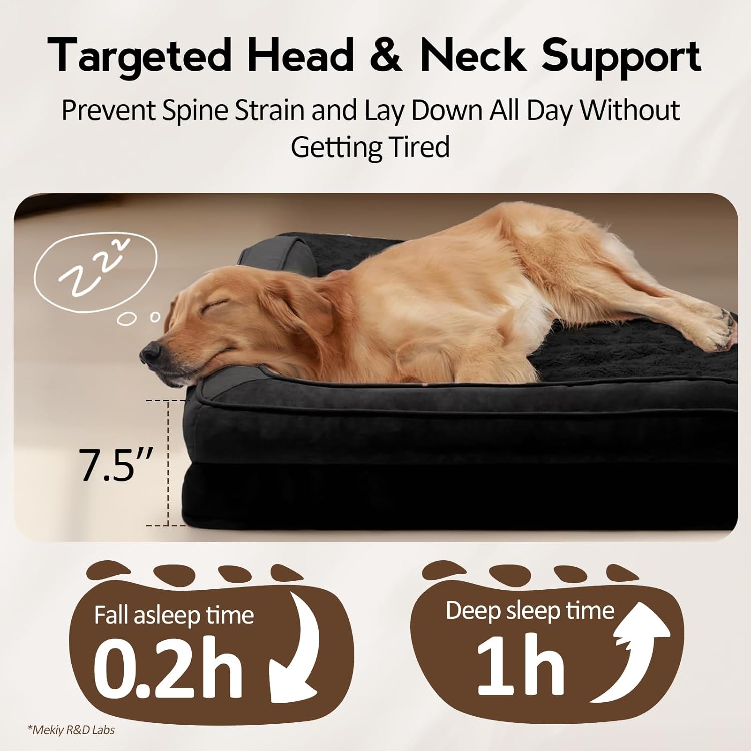 MEKIY Large Dog Bed - XL Orthopedic Egg-Crate Memory Foam Dog Beds with Removable Washable Cover, Waterproof Pet Beds with Non-Slip Bottom, Black - Image 3