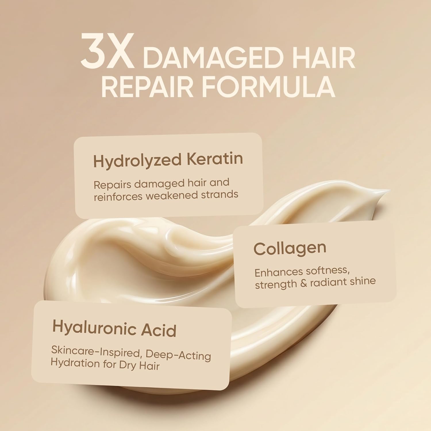 SUNATORIA Keratin Hair Mask - Deep Repair for Dry, Damaged Hair - Hydrolyzed Keratin, Hyaluronic Acid, Argan Oil and Collagen - Sulfate-Free, Paraben-Free| 8.5 fl oz - Image 4