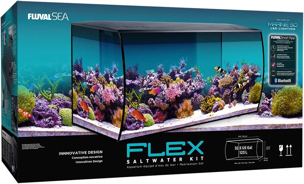 Fluval Flex 32.5 Marine Salt Water Aquarium Kit - Fish Tank for Fish, Coral & More - Comes with LED Lights, Filtration System & More - 32.5" x 15.75" x 15.35" - 123 L, 32.5 Gal. - Black - Image 2