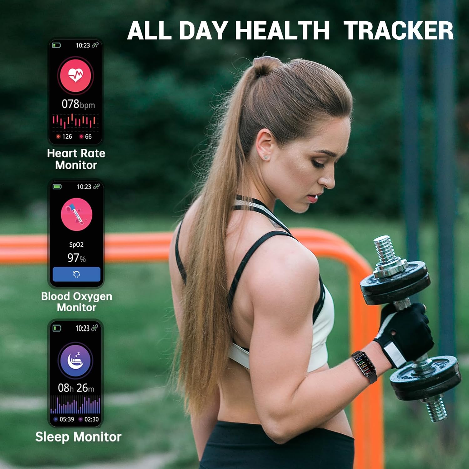 Fitness Tracker with 1.47" Touchscreen, Slim Smart Watch for Men Women, 5ATM Waterproof Activity Tracker with Heart Rate Blood Oxygen Sleep Monitor, Smartband for Android iOS (Light Grey) - Image 3