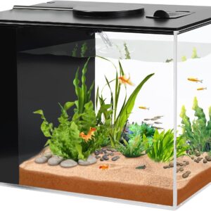AQUANEAT Fish Tank, 1 Gallon Betta Fish Tank, Small Aquarium Kit with LED Light and Water Filter Pump
