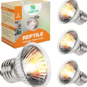 Reptile Heat Lamp, UVA UVB Heat Lamp Bulbs, E26 Turtle Heat Lamp Blubs 50W 4Pack, Basking Light for Bearded Dragon, Lizard, Snake and Frog