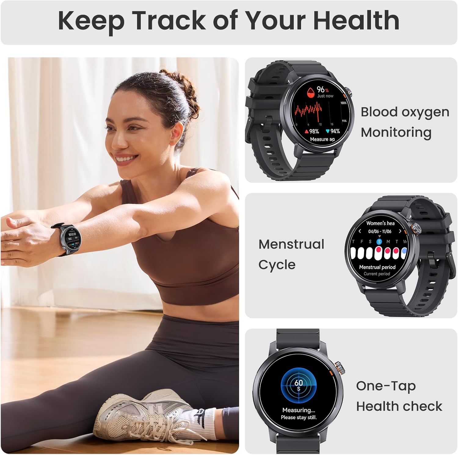 KOSPET Smart Watch for Men, 25 Days Battery, 1.43" AMOLED Smartwatch for iPhone&Android, IP68 Waterproof, 24/7 Heart Rate & Sleep Monitor, 170+ Sport Modes, Bluetooth Call (Answer/Make) - Image 4