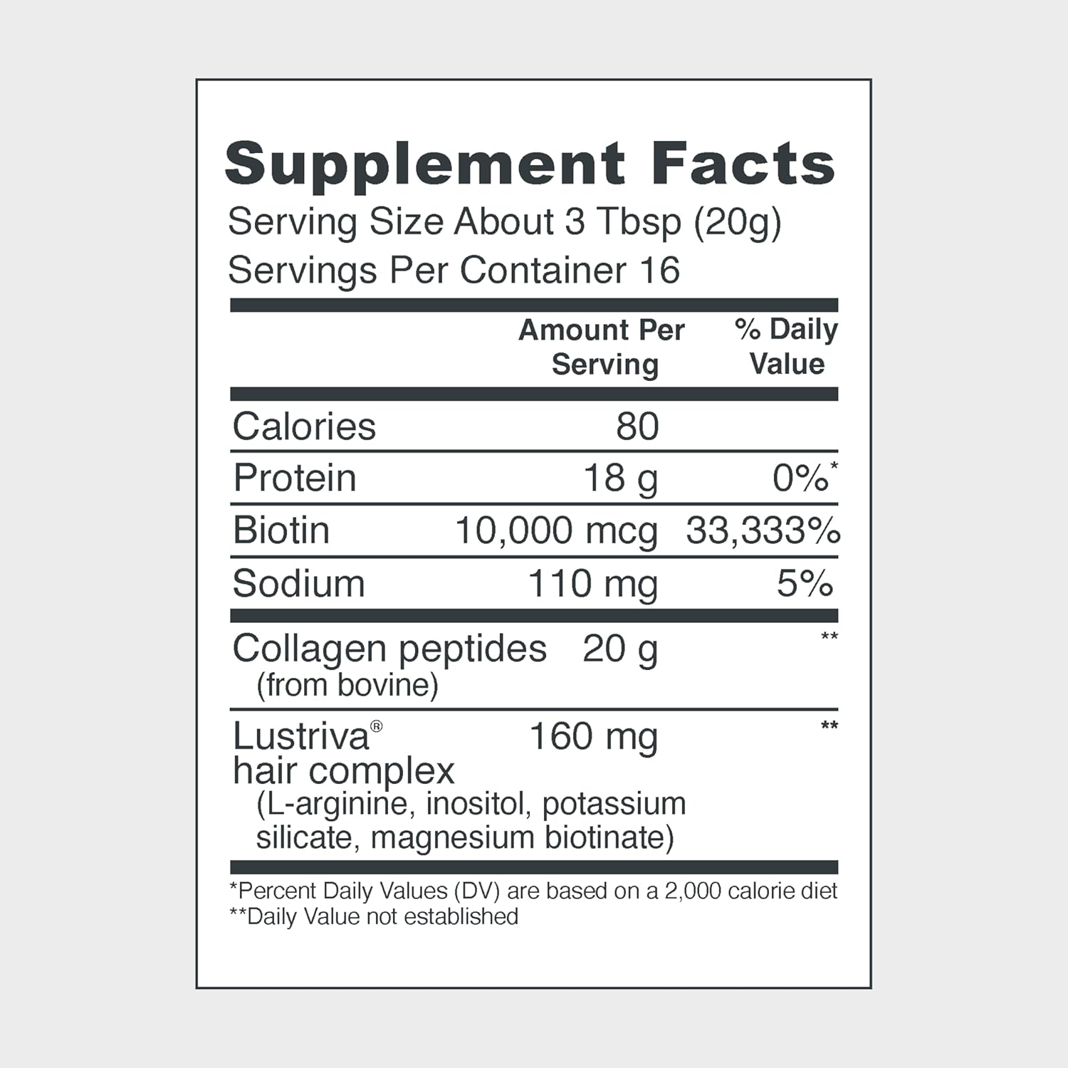 Vital Proteins Collagen Peptides + Biotin 10000mcg Hair Complex, Hair Growth Supplement - Clinically Studied Lustriva to Promote Thicker Fuller Hair, 20g Unflavored Collagen for Women 11.4oz Powder - Image 2