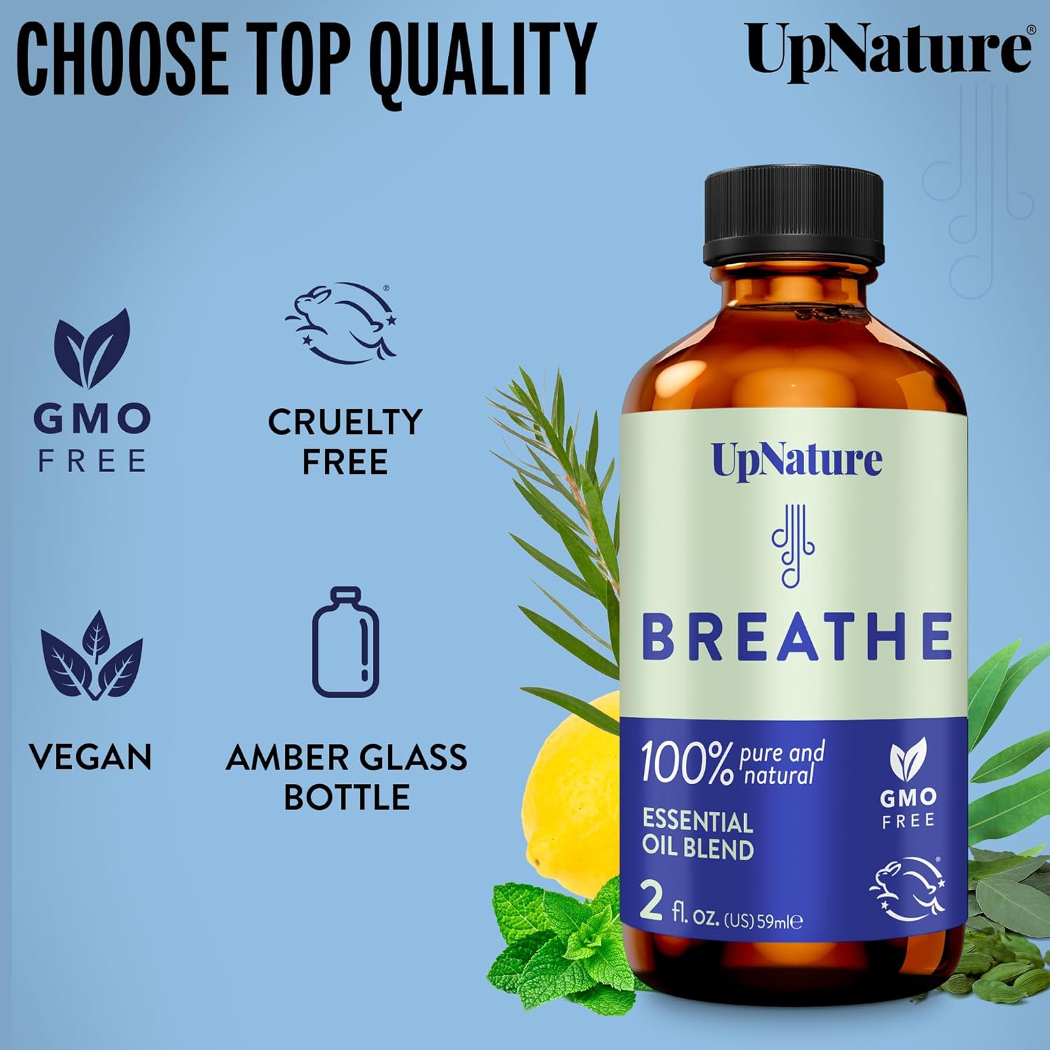 UpNature Breathe Essential Oils Blend (Large 2oz) Breath Relief Eucalyptus and Menthol Blend - Essential Oils for Diffusers for Home Humidifier - Vaporizer Liquid Aromatherapy Oils - Image 6