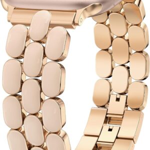 Wearlizer Metal Band Compatible with Apple Watch Bands for Women 40/38/41/42/44/45/46/49mm, Enamel Stainless Steel Strap for iWatch Series 11-1 SE/Ultra