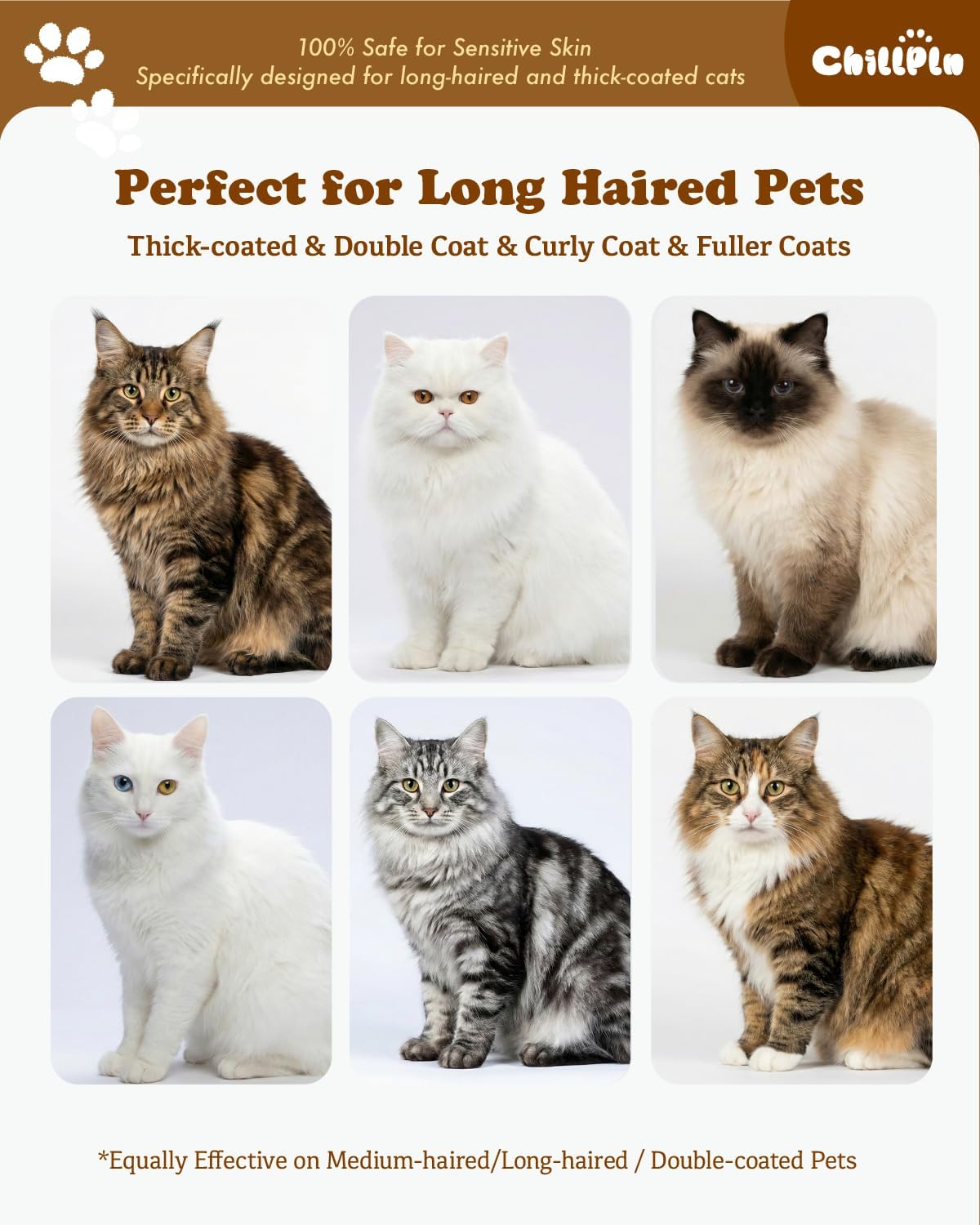 Cat Brush for Long Haired Cats - Double Sided Dematting Undercoat Rake for Persian, Ragdoll, Maine Coon - Professional Grooming Tool to Remove Mats, Tangles & Shedding - Skin-Safe Teeth - Image 8