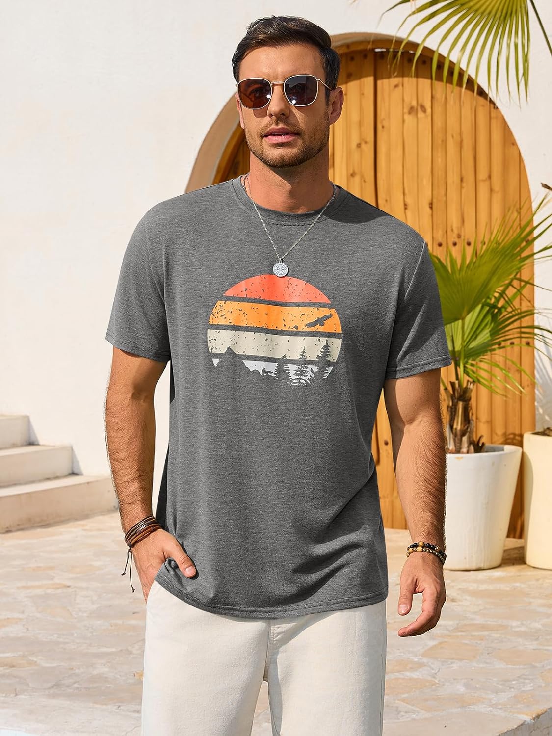 Runcati Mens Short Sleeve T-Shirts Casual Graphic Printed Tee Tops Crewneck Summer Beach Hawaiian Vintage Shirt - Image 2