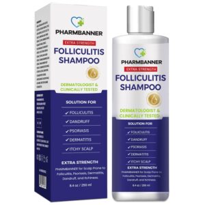 PHARMBANNER Anti-Fungal Shampoo for Folliculitis, Seborrheic Dermatitis, Scalp Psoriasis – Relieves Itchy & Dry Scalp
