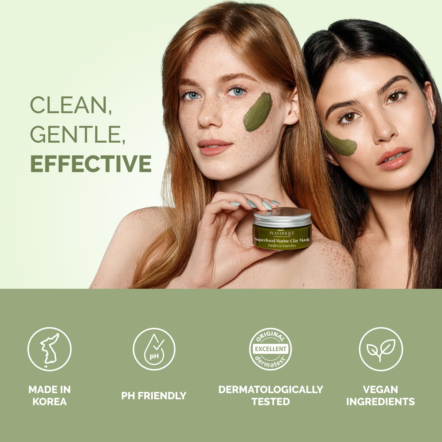 PLANTIFIQUE Korean Skincare Clay Mask – Hydrating Mud Mask with Avocado & Superfoods, Dermatologist-Tested for Face & Body – Vegan, 3.4 Oz/100ml - Image 6