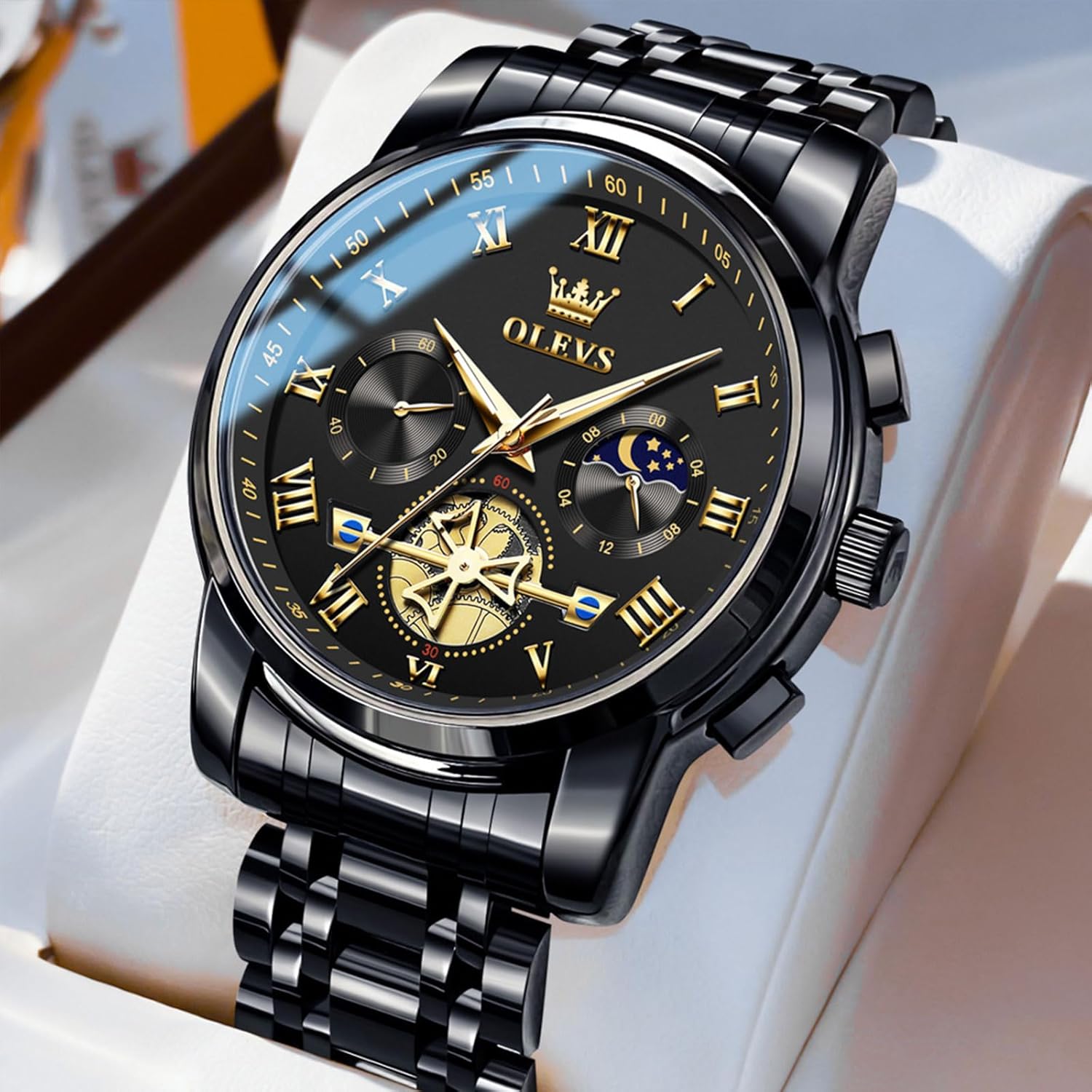 OLEVS Watches Men Waterproof Luxury Big Face Mens Watch Stainless Steel Quartz Analog Dress Watches for Men Luminous Multifunction Man Watch Relojes De Hombre - Image 3