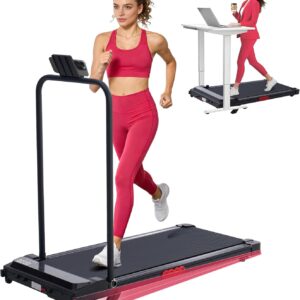 Walking Pad with Handle Bar and Incline, 3.0HP Under Desk Treadmill for Home Small Space, 0.6-7.6MPH Portable Walking Pad Treadmill with Handles, 350LBS, 2026 Upgrade
