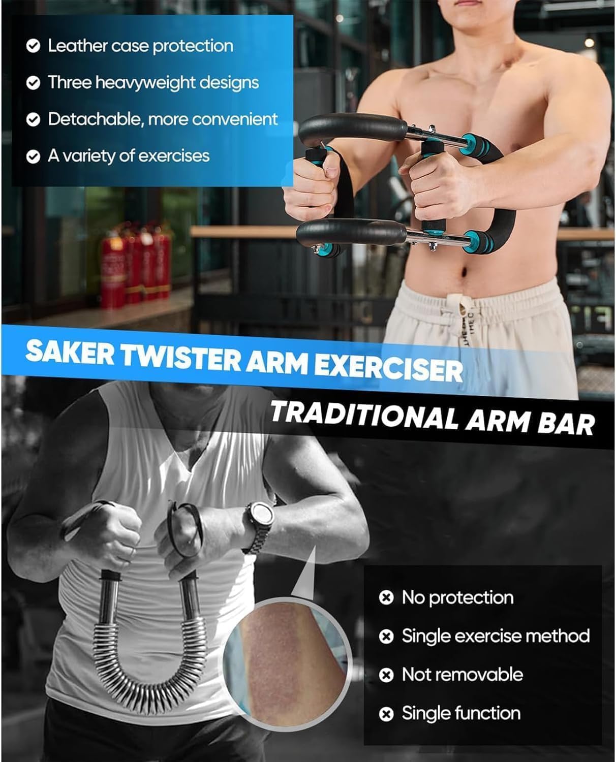LYKAN Twister Arm Trainer, 40-100lb Adjustable Chest Workout Equipment, Arm Trainer, Twister Arm Trainer, Portable Power Twister Bar, Detachable Design Fitness Anywhere - Image 4