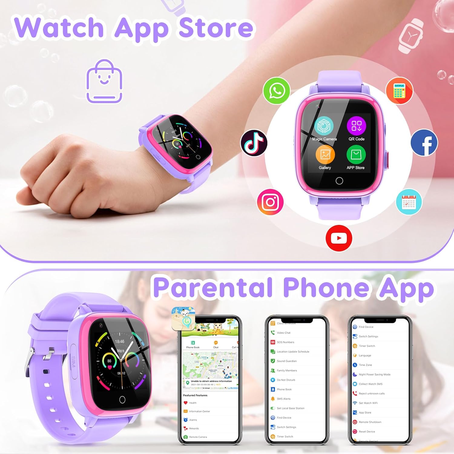 cjc 4G Smart Watch for Kids with GPS Tracker, Globally Applicable, Texting and Calling, Kids Watch for Ages 4-12 - Includes Video Call, Chat, SOS Alerts, App - Fun & Educational Birthday Gift Idea - Image 3
