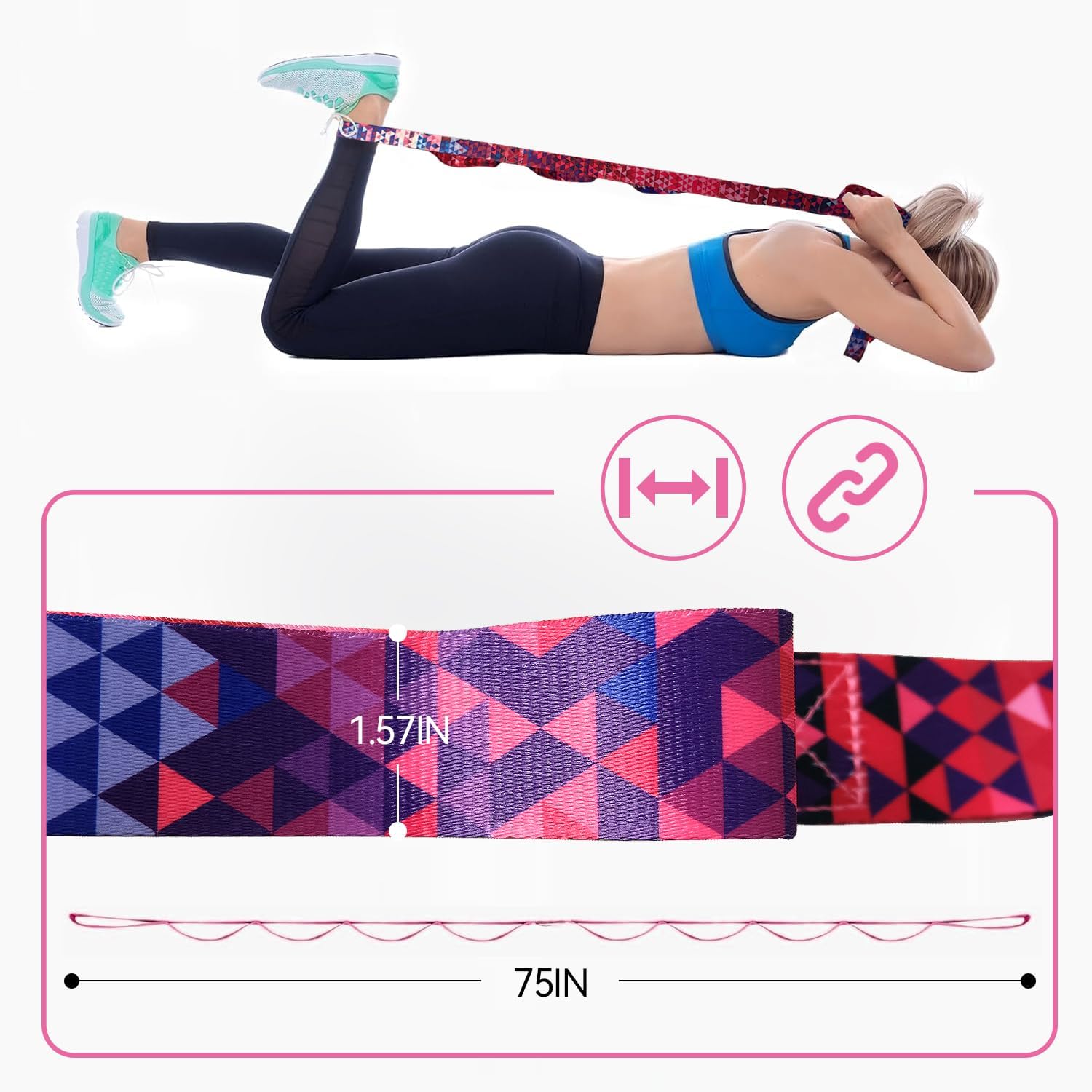 Aozora Yoga Strap Stretching Strap with Loops, Stretch Straps for Physical Therapy, 10 Loops Non-Elastic Exercise Strap for Pilates, Dance and Gymnastics - Image 4