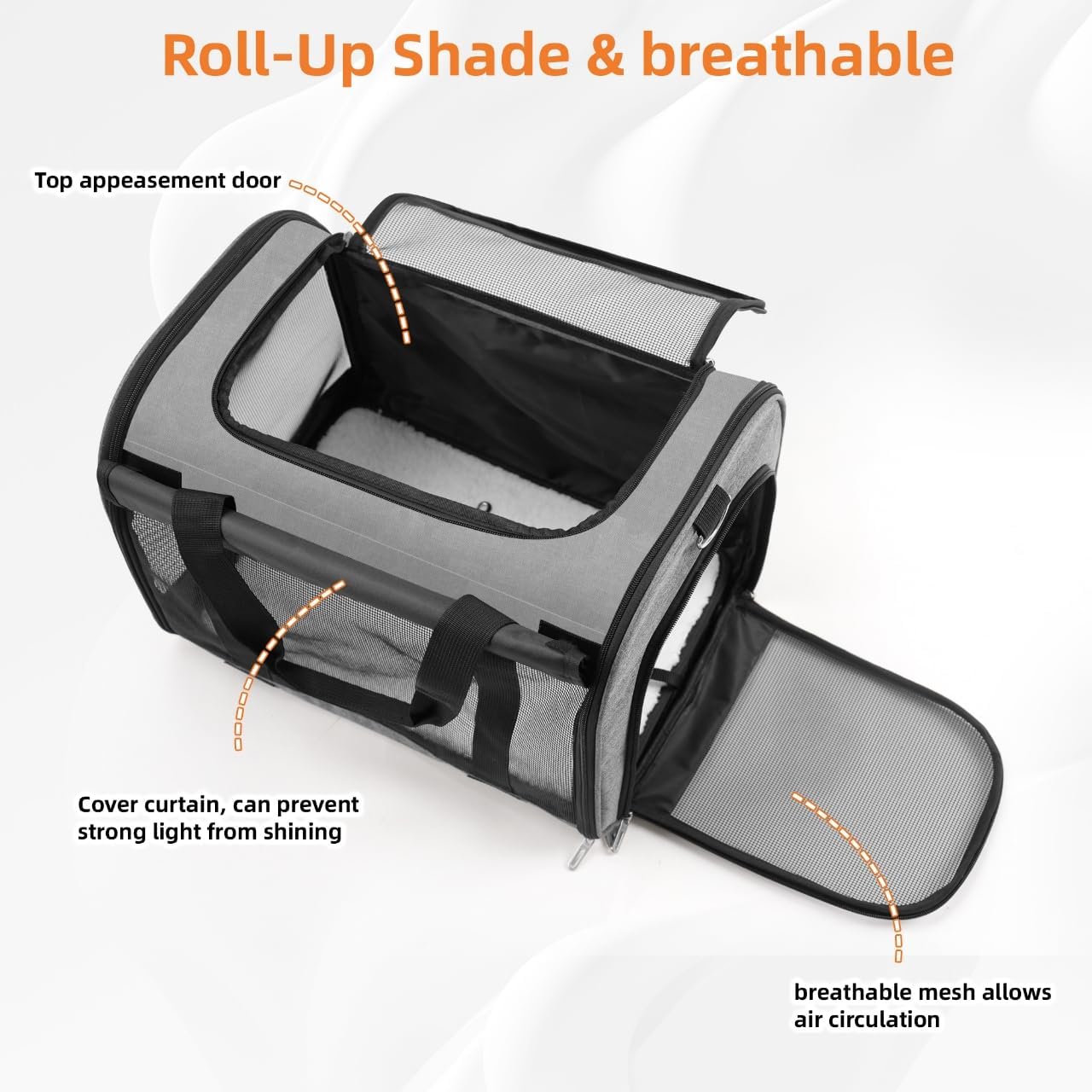 TWDEPART Cat Carrier Backpack - Multifunctional, Firm & Foldable with Roll-Up Shade, Breathable Design Includes Collapsible Bowl & Cushion (Grey) - Image 3