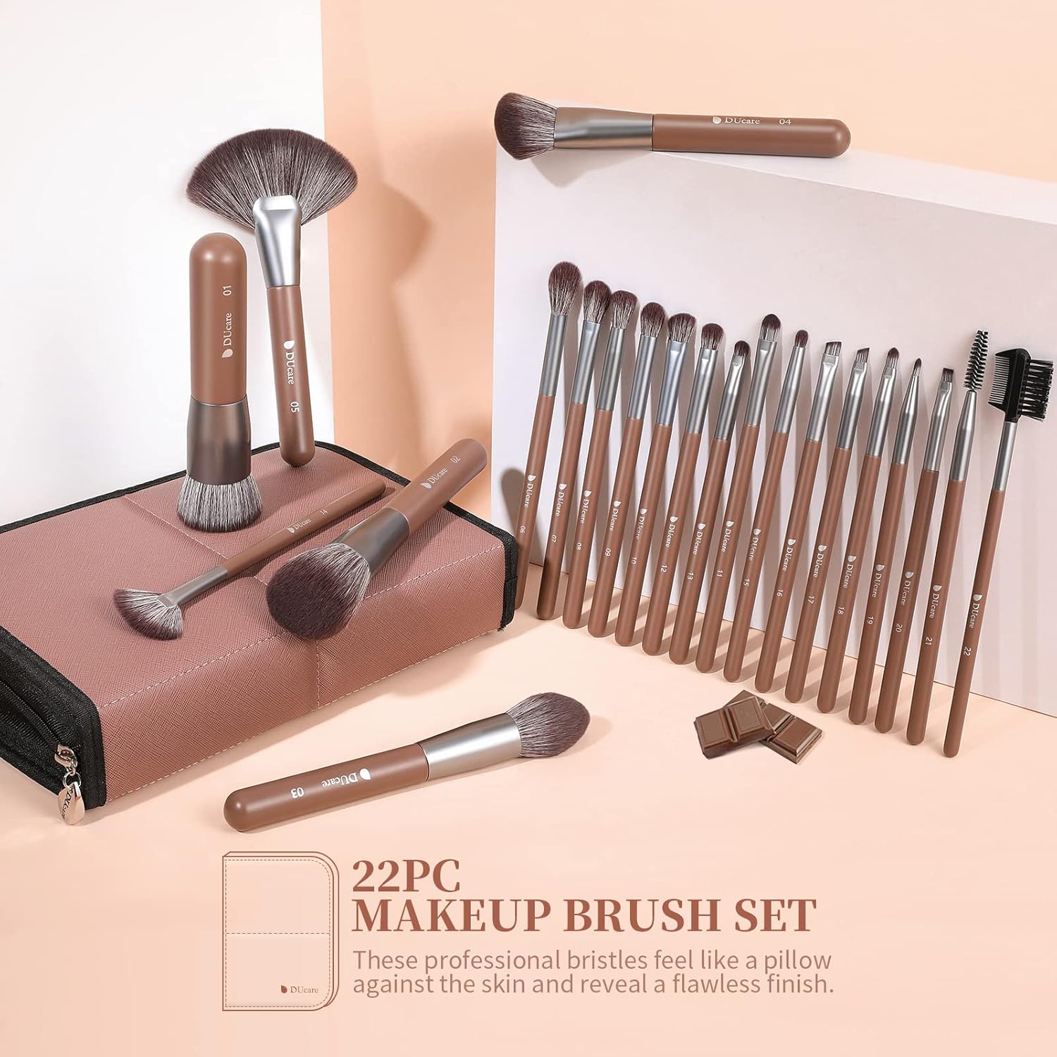 DUcare 22Pcs PRO Grade Makeup Brushes Professional with Bag 22Pcs Makeup Brush Set Premium Synthetic Kabuki Foundation Blending Brush Face Powder Blush Concealers Eye Shadows with Case - Image 9