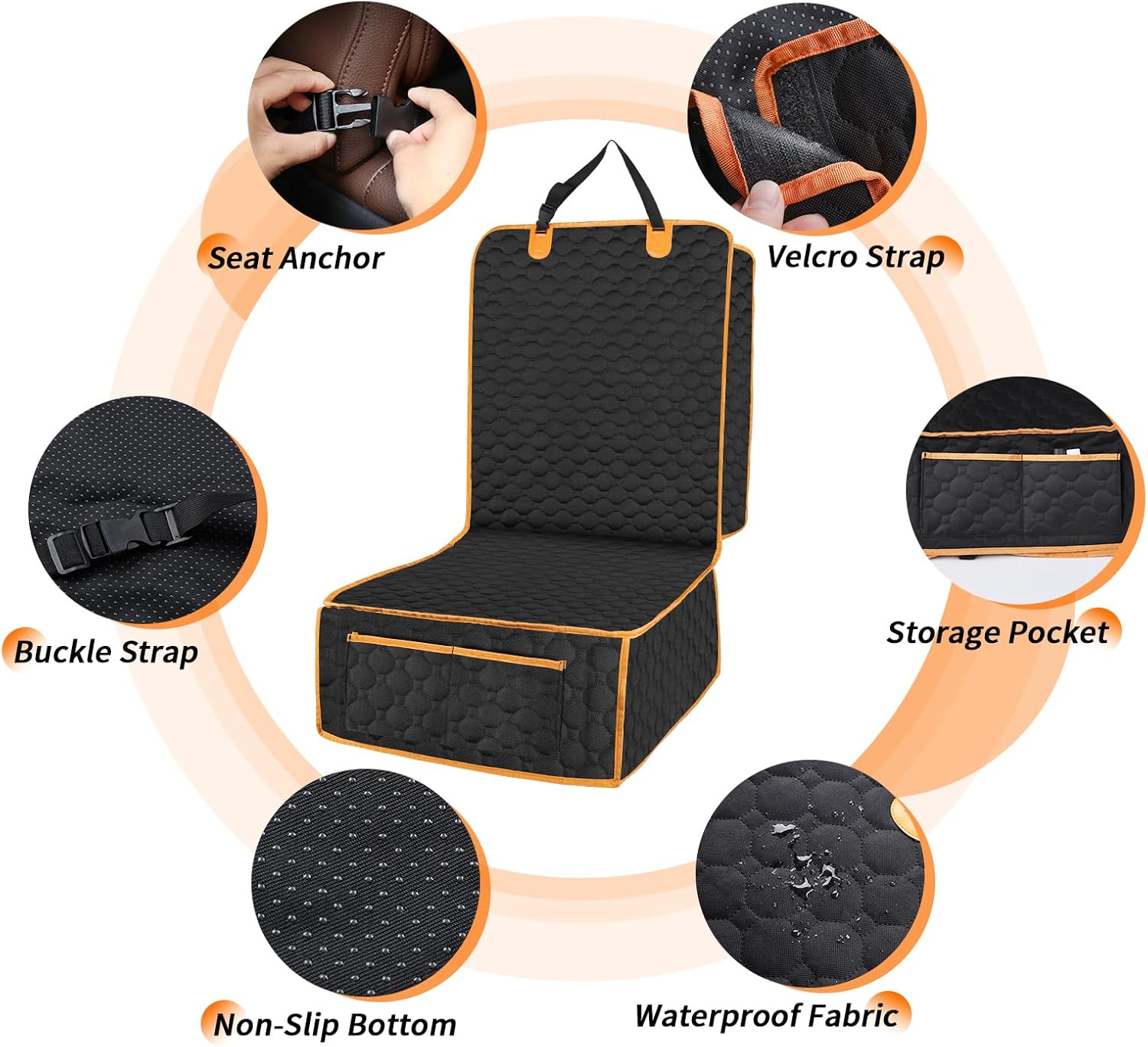 1 Pack Front Seat Car Cover, Waterproof Dog Car Seat Cover, Non-Slip & Scratch-Proof, Pet Car Seat Protector with Side Flaps and Storage Pocket, Car Seat Cover for Most Cars, Trucks and SUVs - Image 5